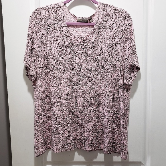 croft & barrow Tops - Croft & Barrow Pink Brown Crinkly Blouse 2X
